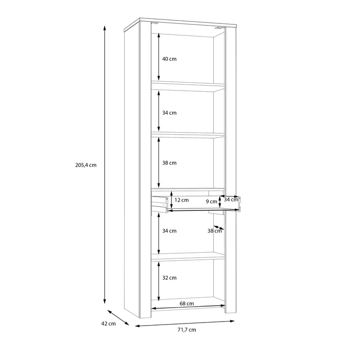 Bohol Narrow Display Cabinet in Riviera Oak/Grey Oak