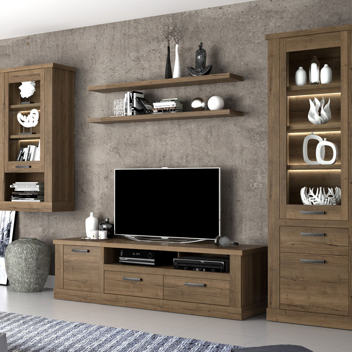 Corona Wall Shelf 140cm in Tabak Oak