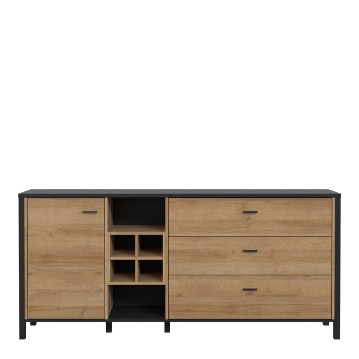 High Rock Large Sideboard in Matt Black/Riviera Oak