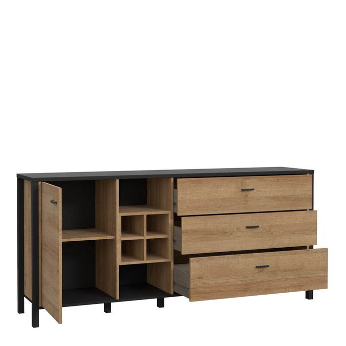 High Rock Large Sideboard in Matt Black/Riviera Oak