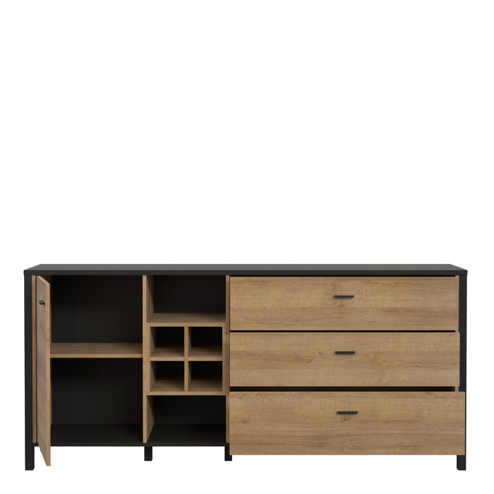 High Rock Large Sideboard in Matt Black/Riviera Oak