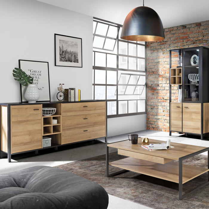 High Rock Large Sideboard in Matt Black/Riviera Oak