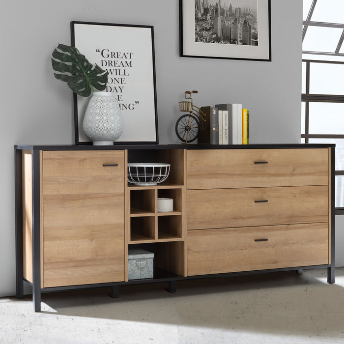 High Rock Large Sideboard in Matt Black/Riviera Oak