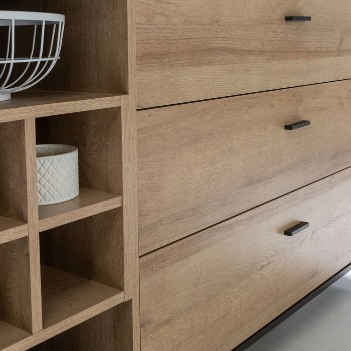 High Rock Large Sideboard in Matt Black/Riviera Oak