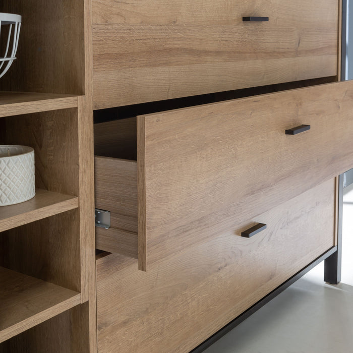 High Rock Large Sideboard in Matt Black/Riviera Oak