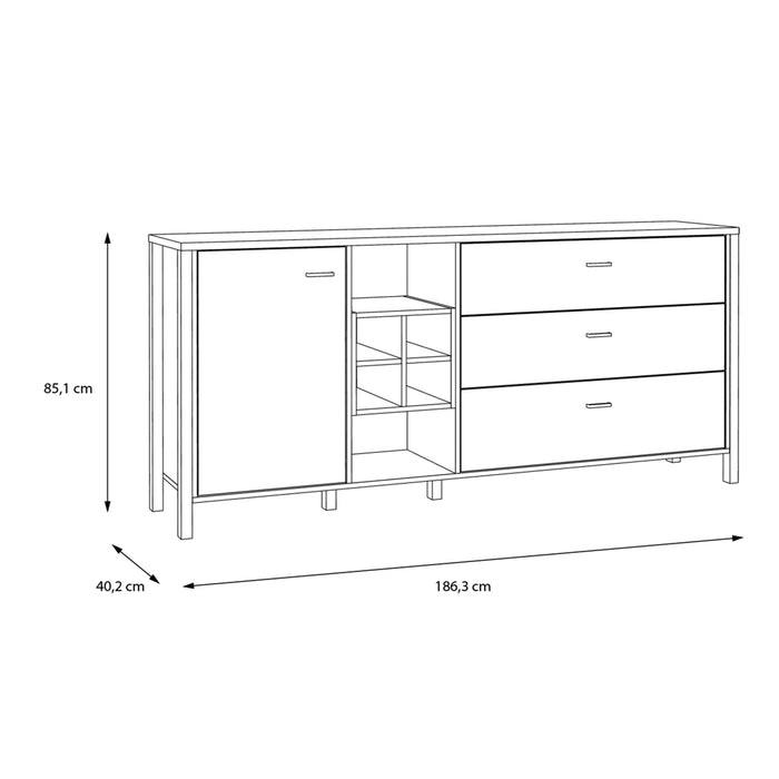 High Rock Large Sideboard in Matt Black/Riviera Oak