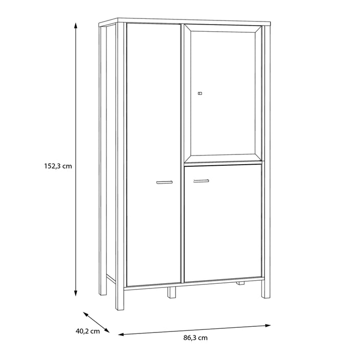 High Rock Small Display Cabinet in Matt Black/Riviera Oak