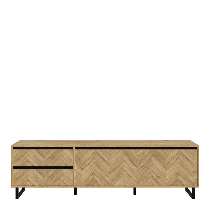 Nikomedes TV Unit in Spica Oak/Matt Black/Bartex Oak