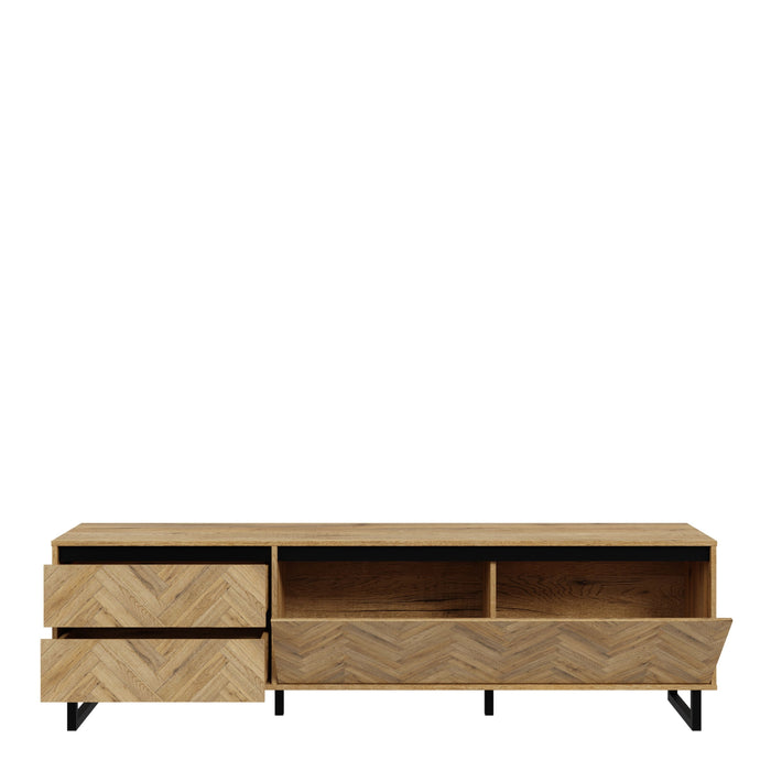 Nikomedes TV Unit in Spica Oak/Matt Black/Bartex Oak