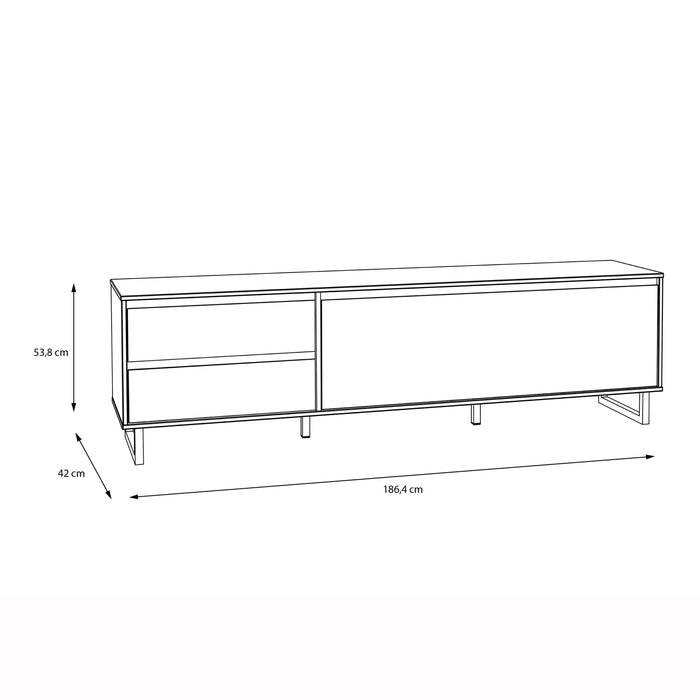 Nikomedes TV Unit in Spica Oak/Matt Black/Bartex Oak