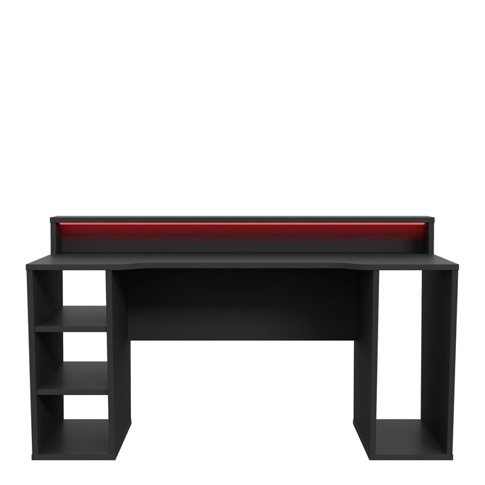 Tezaur Black Gaming Desk 2 Shelves with Colour Changing LED